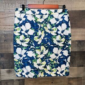 J. Crew Blue Floral The Pencil Skirt